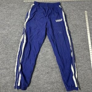 USAF Track Pants Mens Size XL Blue Silver Stripe Windbreaker Athletic Joggers
